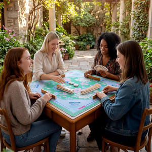 Tapis de <span class=keywords><strong>Mahjong</strong></span> Chinoiserie Classique à Motifs Floraux Verts, Pliable, 31,5x31,5 Pouces, avec Sac de Rangement Noir pour Cartes et Jeux - Product Image 4