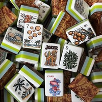 Nouvelles Tuiles de Mahjong Américaines à Motif Dessiné à la Main Style Côtier Estival Île de Surf, Art Créatif, Objets de Collection, Jeu de Table pour Loisirs et Fêtes