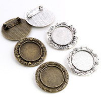 Broche à base de cabochon multi-styles plaquée argent antique et bronze antique, taille intérieure de 20 mm