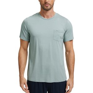 Men's Short Sleeve Pajama <b>Top</b> Soft Bamboo <b>Viscose</b> Crew Neck Casual Sleepwear Wholesale Mens Pajama Shirt - Product Image 2
