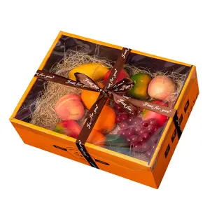 डबल दीवार सेब स्ट्रॉबेरी फल और सब्जी कागज पैकेजिंग बॉक्स के लिए नारंगी अनानास सब्जी केले उपहार बॉक्स