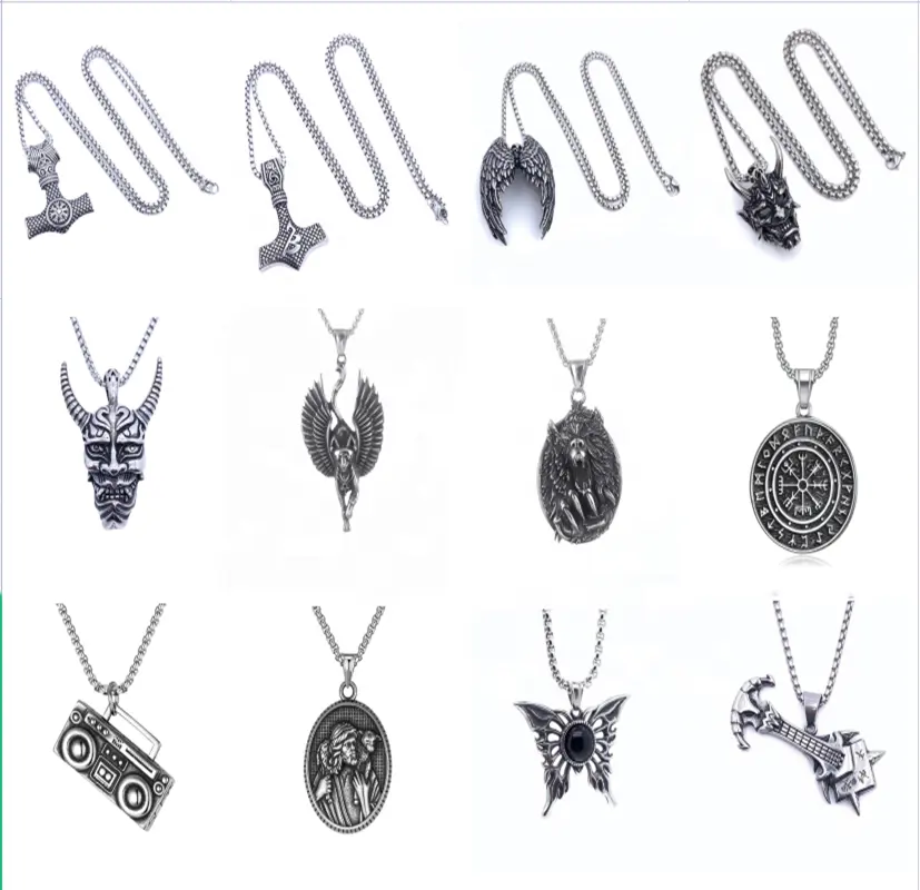 Hot sale stainless steel pendant kinds of viking necklace skull skeleton biker pendants 1%er cross sea animal jewelry