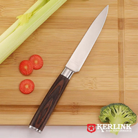 Couteau de chef en acier inoxydable avec manche en bois de carte Parker noir Couteau utilitaire de cuisine en acier au carbone