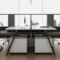 Table de bureau modulaire de coworking en espace ouvert moderne, poste de travail, mobilier de bureau, 4, 6, 8 places, personnel, poste de travail de bureau