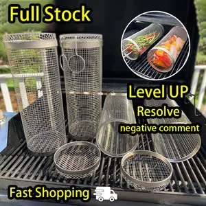  Nieuwste Stijl Bbq Gereedschap Netbuis Barbecue Bbq Accessoires Grillen Mand 304 Roestvrij Staal Gaas Walsen Grill Mand