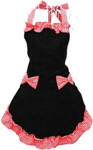 Cute Retro Lovely <b>Ladies</b> Kitchen Flirty Vintage Durable Polyester <b>Aprons</b> Women Girls with Pockets for Work Suit - Product Image 3