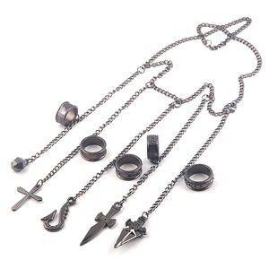Bracelet Chaîne Pendentif en Alliage de Zinc Tendance Anime Mode <span class=keywords><strong>HUNTERxHUNTER</strong></span>, Accessoire de Costume Cosplay, Bague Cinq Doigts, Cadeau - Product Image 1