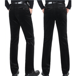 กางเกงผ้าลูกฟูกเอวสูงสำหรับผู้ชายกางเกงลำลองผ้าลูกฟูกยืดตรง - Product Image 4