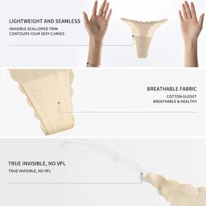 Nueva Braguita Invisible de Tela de Seda de Hielo, Sin Costuras, Antideslizante, con Borde Ondulado, de Talle Bajo, de Una Pieza, para Gimnasio - Product Image 3