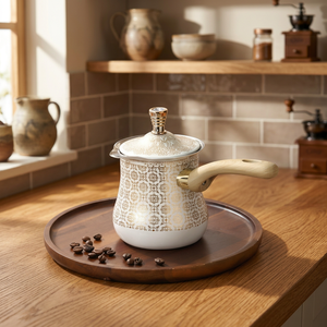 Stainless Steel <b>Turkish</b> <b>Coffee</b> <b>Pot</b> with Wooden Handle Arabic Cezve Ibrik for Home Cafe - Product Image 2