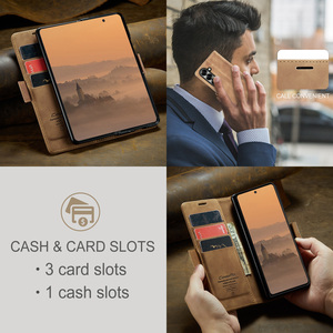 Étui portefeuille en cuir avec fentes pour cartes pour <span class=keywords><strong>Samsung</strong></span> <span class=keywords><strong>Galaxy</strong></span> <span class=keywords><strong>Z</strong></span> <span class=keywords><strong>Fold</strong></span> 7 6 5 <span class=keywords><strong>4</strong></span> Fold5 Fold6, <span class=keywords><strong>coque</strong></span> antichoc avec support rabattable - Product Image 4