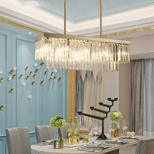 Lámpara de Araña LED de Cristal Rectangular de 16 Luces y 50 Pulgadas, Estilo Moderno y Lujoso para Sala de Estar, en Latón/Cromo - Product Image 2