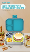 Boîte à bento Djhf6 en acier inoxydable 304 à 3 compartiments, étanche, compatible micro-ondes et lave-vaisselle, sans BPA, 800 ml, détachable et chauffable