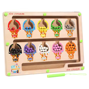 Juguete de Educación Temprana de madera para niños, tablero de conteo de clasificación de colores con bolígrafo, laberinto de cambio de cuentas para niños - Product Image 1