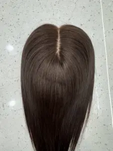 باروكة شعر طبيعي من الحرير 100% بكر مع مشابك في جزء طبيعي من فروة الرأس