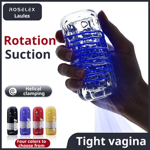 Realistic Manual Male Masturbation Cup with Soft Texture 4.4in Depth Waterproof & Transparent <b>Masturbator</b> for Penis Training - Product Image 4