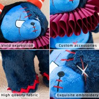 Peluche personnalisée de luxe, ours clown gothique sombre, jouet en peluche personnalisable, poupée en peluche cousue