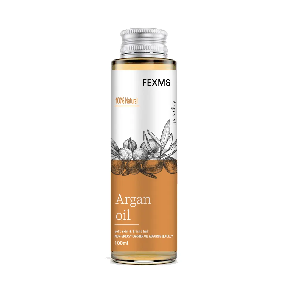Fexms óleo de argan 100% natural, óleo de argan puro natural para cabelo e pele