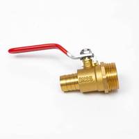 Robinet à bille professionnel en laiton forgé avec filetage externe et connecteur de tuyau nervuré, poignée rouge pour installation de pipeline industriel