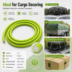 <b>Tarp</b> Bungee Cords 7mm Green Heavy Duty Marine Grade Bungee Cord 90kgs Industrial Weather Resistant Elastic Rope - Product Image 4