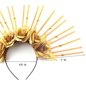Accessories Zip Tie Spiked Halo Crown <b>Headband</b> Vintage Flowers Hair Band <b>Halloween</b> Flower Headpiece - Product Image 2