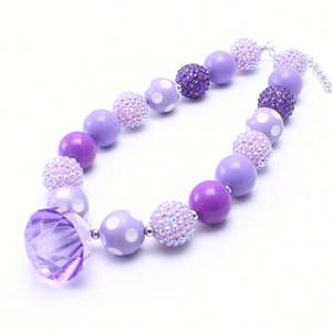 Enfants mignon bijoux enfants à la main acrylique strass perles violet collier de perles princesse fille collier - Product Image 1