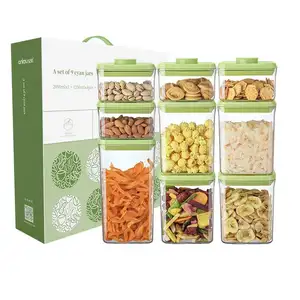 Luftdichter Pantry-Küchen organisator Luftdichter Kunststoff-Vorrats behälter für Lebensmittel 9-teilige Packung Reis-Müsli-Trockenfutter-Behälter-Box-Set