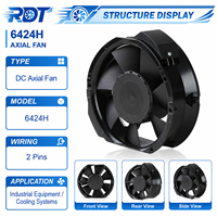 Ventilateur axial DC compact 6424H 480m³/h 24V 26W 4000 tr/min 172x150x51mm à roulement à billes pour ventilation de module onduleur et armoire