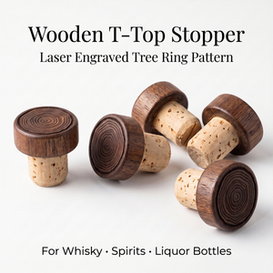 Tapón de Corcho Natural WeWood de Vietnam con Grabado Láser de Anillos de Árbol, para Botellas de Whisky, Licores y Vino - Product Image 1