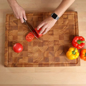 Thớt gỗ lớn, thớt gỗ dùng trong nhà bếp, thớt gỗ tần bì vân gỗ, có rãnh hứng nước, tay cầm tích hợp - Product Image 5
