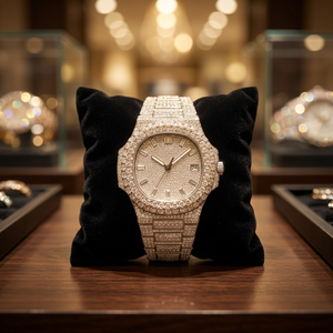 Montre de luxe pour homme sertie de diamants, mouvement à quartz, cadran analogique en cristal saphir 41 mm, bracelet en acier inoxydable, fermoir caché, usage quotidien, mouvement ETA - Product Image 4