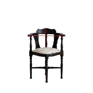 Chaise de salle à manger vintage en bois massif style français, en noyer noir, rembourrée, pour la maison, le bureau, le café, le bar - Product Image 5