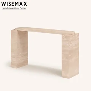 WISEMAX Contemporânea casa mobiliário de luxo travertino console mesa entrada maneira mármore pedra projeto esculpido console salão mesa maneira