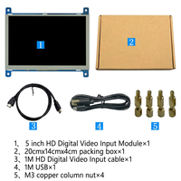 Módulo de Pantalla LCD de 5 Pulgadas para Raspberry Pi, Entrada de Video Digital HD + Interfaz Micro USB, 800x480 CTP TFT, Compatible con Raspberry Pi Win7/8/10