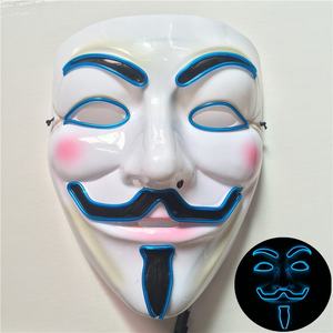 Masque de fête en PVC LED <span class=keywords><strong>V</strong></span> <span class=keywords><strong>pour</strong></span> <span class=keywords><strong>Vendetta</strong></span> <span class=keywords><strong>Anonymous</strong></span> Guy Fawkes, masque de mascarade, accessoire de costume d'Halloween <span class=keywords><strong>pour</strong></span> adulte <span class=keywords><strong>pour</strong></span> cosplay - Product Image 4