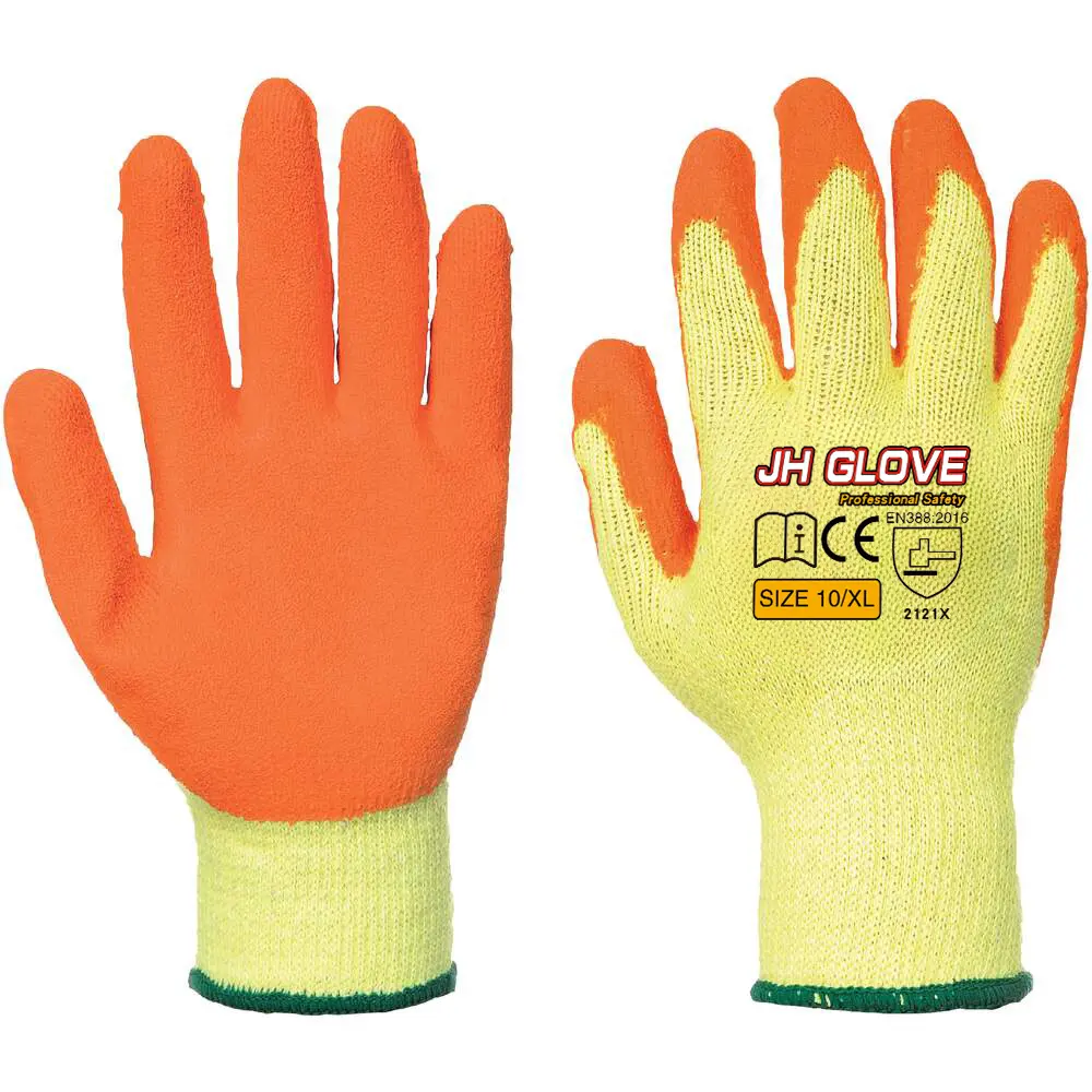 Industrial Construction Cotton Latex Rubber Crinkle Coated Labor Hand Protective Safety Work Gloves Guantes