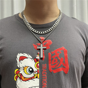 Men's Stainless Steel <b>Cross</b> Pendant Necklace Geometric Design For Fashion Jewelry 12078 - Product Image 3