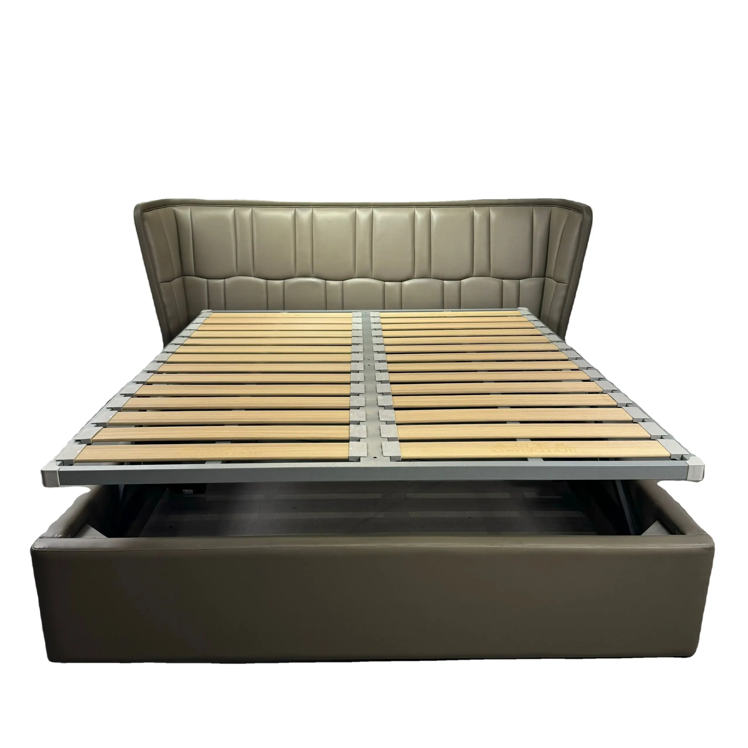 Desain baru furnitur kamar tidur popler papan kayu rangka tempat tidur ukuran Ratu ganda