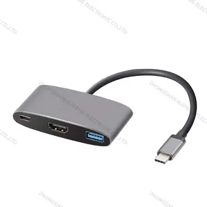 RTFLY OEM/ODM可接受的USB C到USB C 3.0端口 + 4K HDMI端口 + USB C充电端口转换器