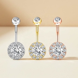 <span class=keywords><strong>Piercing</strong></span> all'<span class=keywords><strong>Ombelico</strong></span> in Acciaio Chirurgico 316L con Zirconi CZ Rotondi, Gioiello per il Corpo Ipoallergenico in <span class=keywords><strong>Argento</strong></span>, Oro e Oro Rosa - Product Image 1