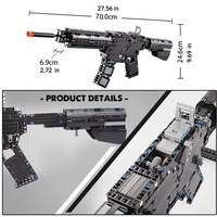 Ensemble de blocs de construction en plastique éducatifs pour enfants de 14 ans et plus, fusil d'assaut M4A1 2023, jouet de construction DIY, modèle d'arme