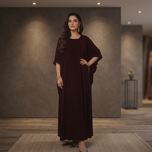 2025 Elegant Maroon Velvet Floor-Length <b>Sequin</b> Embroidery A-Line Muslim One-Shoulder Modest Luxury Evening Dress for Women Party - Product Image 3