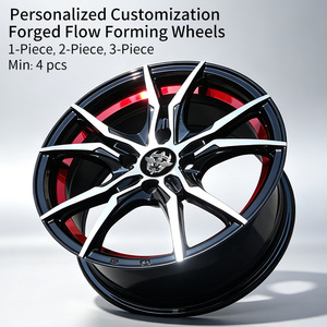 Jantes FLowtone BB Sport 15 pouces 4x100 15x7J <span class=keywords><strong>Noir</strong></span> Usiné avec Bord Rouge en Alliage pour Voitures (Aftermarket) - Product Image 2