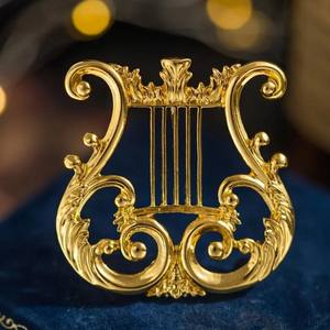 Broche de style cour médiévale élégante, design de <span class=keywords><strong>harpe</strong></span> tridimensionnel, bijoux de costume unisexe, accessoires, cadeaux de fête - Product Image 3