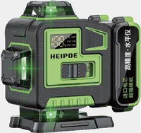 Niveau laser de sol 4D à 16 lignes multiples, auto-nivelant à 360 degrés, horizontal et vertical, vert, avec trépied