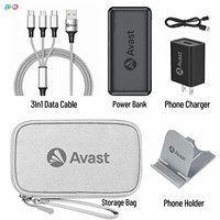 Ensemble cadeau d'affaires promotionnel unique 3in1 câble USB 10000 MAh batterie externe chargeur de voyage support de téléphone sac de rangement Kit de charge rapide
