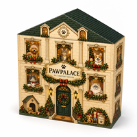 Boîte vide personnalisée en forme de maison pour calendrier de l'Avent pour animaux de compagnie, 12 jours, avec tiroirs, emballage cadeau de Noël pour friandises et jouets pour chiens et chats, vente en gros