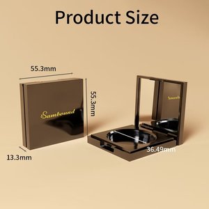 Caja cosmética compacta de maquillaje cuadrado acrílico dorado superventas, plástico biodegradable vacío con diseño estampado espejo - Product Image 3