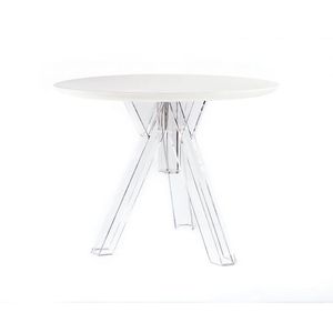 Design Ometto in policarbonato trasparente allungabile tavolo bianco dimensioni superiori 100 cm disponibili 90/120 dimensioni di diametro - Product Image 3