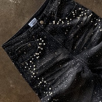Jean pour homme Paul Gaultier de haute qualité, style streetwear, coupe cargo ample et surdimensionnée, effet superposé, délavé, avec strass 3D, personnalisé